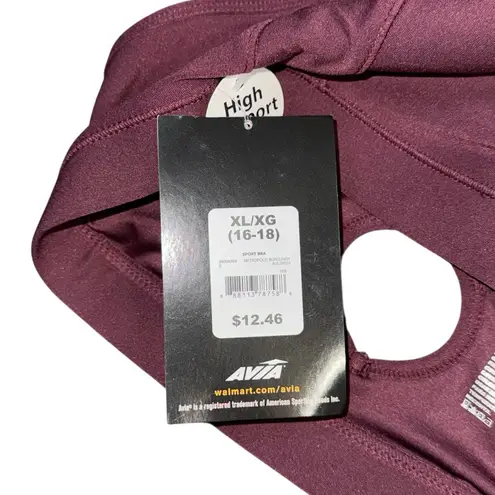 Avia NWT High Support Sports Bra Cushioned Straps Burgundy Women’s XL