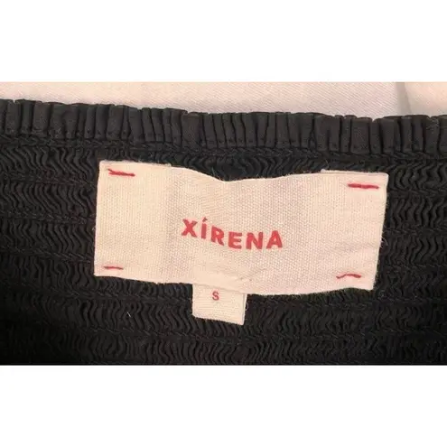 XIRENA Issa Puff Sleeve Square Neckline Crop Smocked Top Women’s Size Small Black