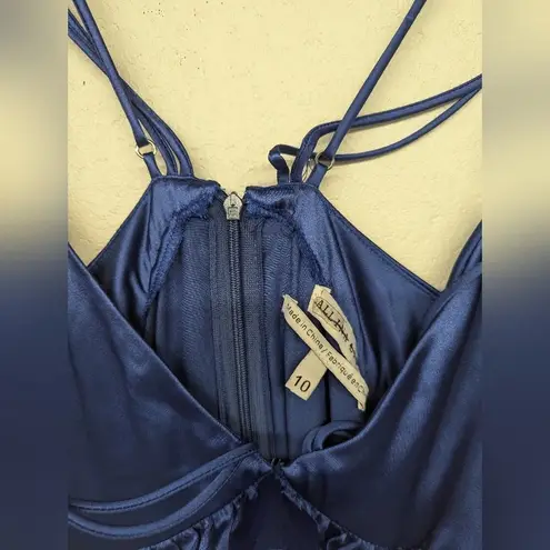 New Buddy Midi Dress Allina Liu sz10 royal blue silky satin midi long strappy Size 10