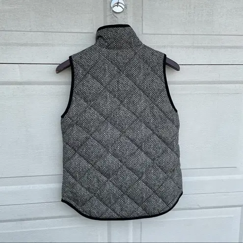J.Crew  Women’s Vest Excursion Herringbone Beige Black Quilted Puffer XS