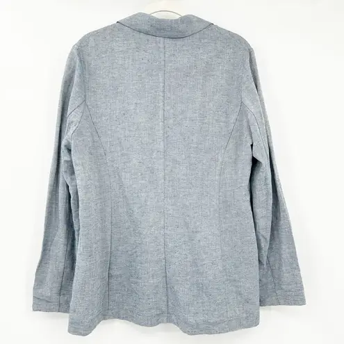 Drew Womens Lagenlook Coastal Work Career Academia Chambray Linen Blend Blazer L