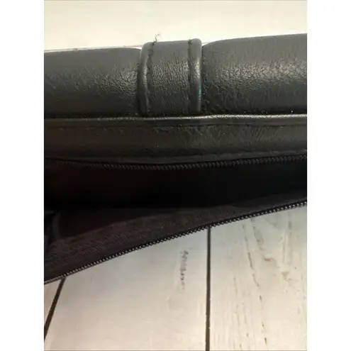 Tahari Black Womens Faux Leather Trifold Wallet Identity Protect Lining 8x5” EUC