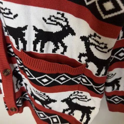 Merry Christmas Womens Cardigan Knit Sweater Holiday Long Sleeve Red Size Large