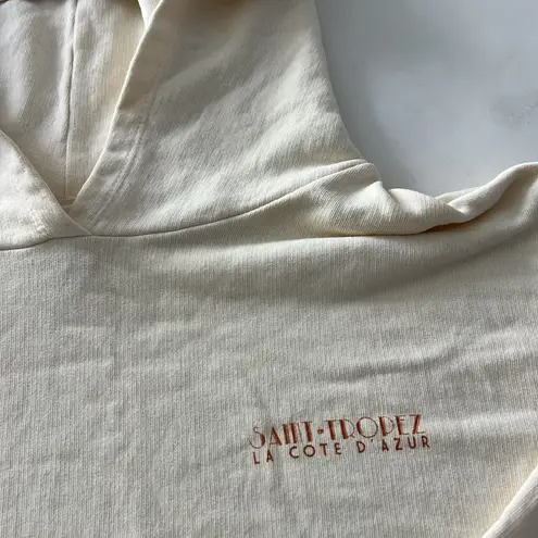 Rosa Cha St. Tropez Cream Graphic Boxy Sweatshirt Hoodie Size Medium