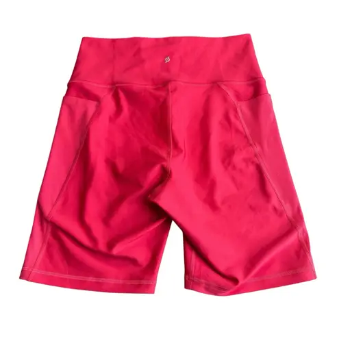 Peloton Women’s M Endurance Rib Highrise Biker Shorts Bright Pink Pockets NWT