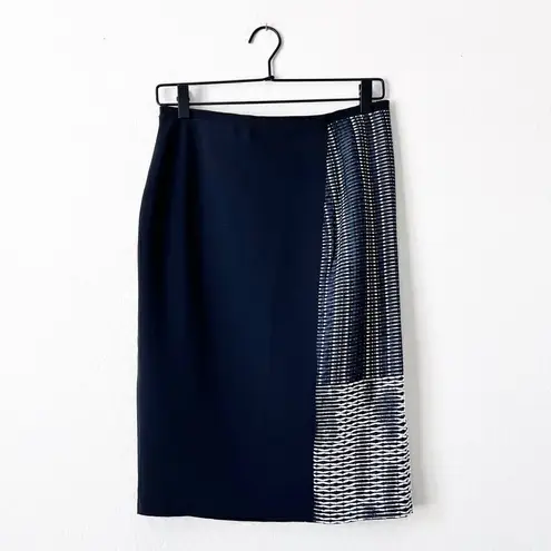 Elie Tahari TAHARI Navy & Black Textured Panel Kim Pencil Skirt Sz 6