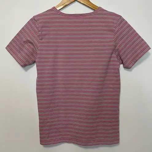 Woolrich  Pink Striped Shirt S Womens Short Sleeve Casual Scoop Neck Wildrose