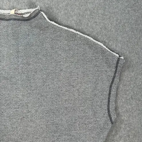 Pilcro Funnel Neck Cut Off Pullover Womens Small Gray Terry Boxy Casual Pullover