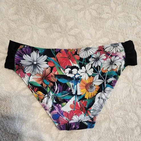 Panache  Annalise Floral Multicolor Gathered Swim Bikini Bottoms Size Medium