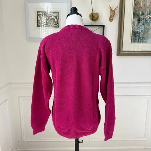 Vintage Western Connection Bedazzled Bling Sequin Sweater Magenta S Pink