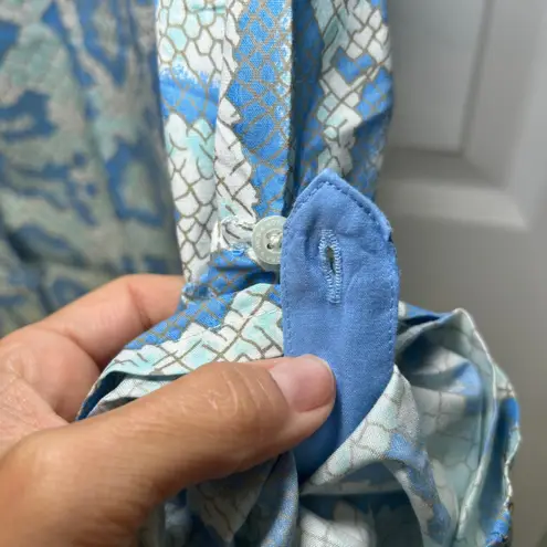 Nick & Nora Pajama Set Blue Python Snake Print Sleepwear Lounge Set Size Small - Image 3