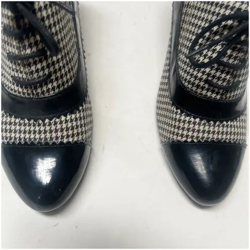 Impo Womens Patent Tauny Houndstooth Oxford Pumps Stiletto Classic Lace Up Sz 9