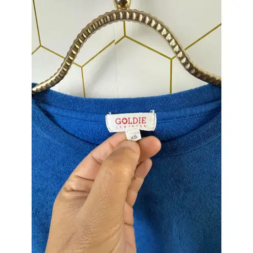 Goldie Velour Blue Long Sleeve T-Shirt - Size - XS