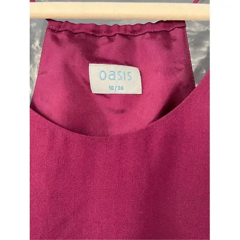 Oasis Floral Cami Top Silk Blend Drawstring Sleeveless Maroon Blouse