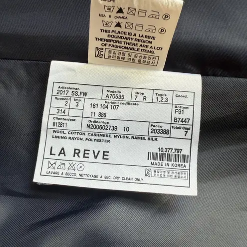 La Reve Navy Blue Blazer sz S Fringe Trim Double Breasted Elegant Women's Jacket