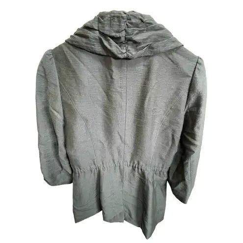 Classiques Entier Women's 3/4 Ruche Sleeve Blue Grey Tencel Lyocell Zip Jacket