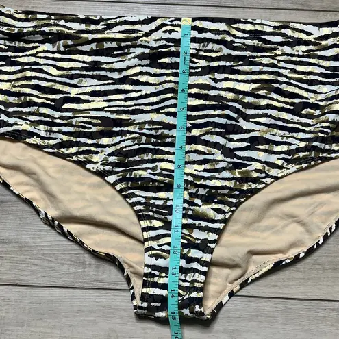 Swimsuits For All Swim Dress Handkerchief Hem Metallic Zebra Print Size 28 Tan