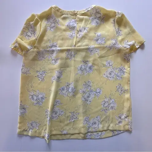 Elle Yellow Floral Smocked Blouse | Ruffle Detail | Spring Top | Size L