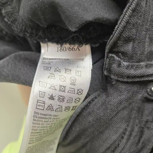 ALLSAINTS Dax High Rise Skinny Jeans Womens sz 26 Black Acid Washed Body Shaping