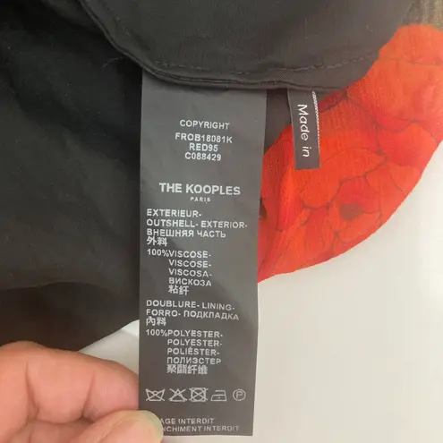 The Kooples Jungle Camelia Print Tiered Ruffle Dress L Red Multi Boho Midi