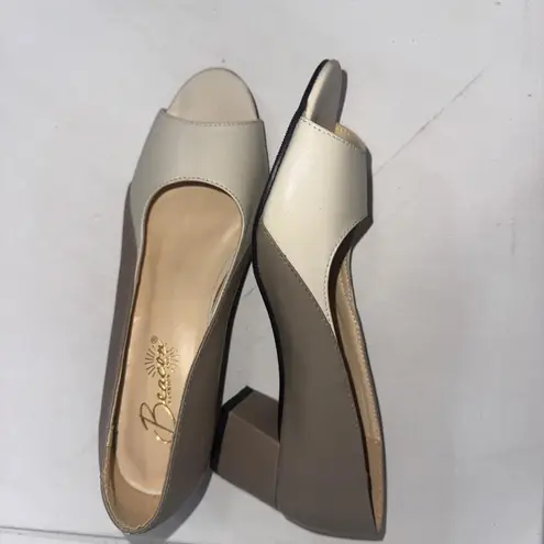 Beacon Fashion & Fit Old Money Classy Leather Peep Toe Pumps Heels Shoes 7SS Size 7