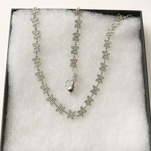 Antian Accessories™ Silver Butterfly Titanium Steel Necklace & Bracelet Set