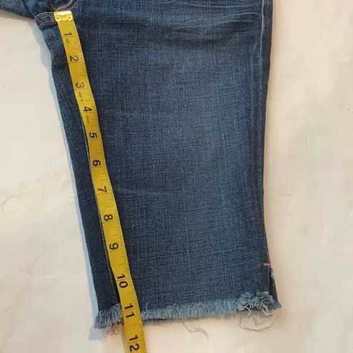 J Brand  11” jean shorts, raw hem. Women’s size 25 medium to dark wash