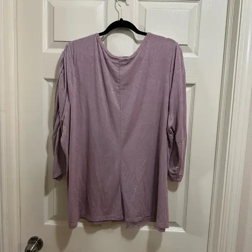 Lane Bryant crew neck 3/4 length sleeve shirt light pink glitter size 22/24