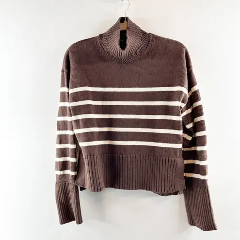Veronica Beard Lancetti Nautical Striped Pullover Sweater Chicory Brown Small