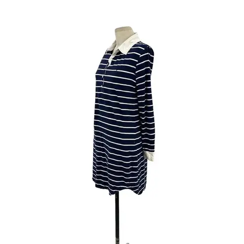 Coolibar Navy Blue Striped Polo Long Sleeve Tunic Dress Size Small