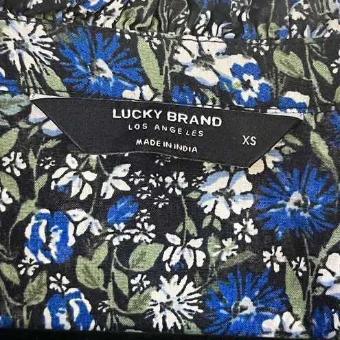 Lucky Brand  Blue Floral Long Sleeve Mini Dress Size XS