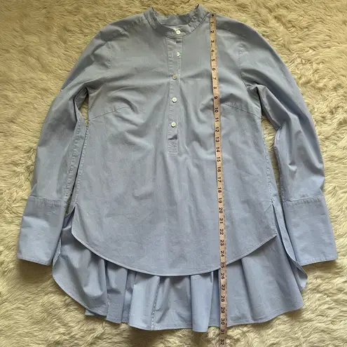 Veronica Beard Top Greer Pleated Stretch Cotton Shirt High Low Hem Striped Sz 4