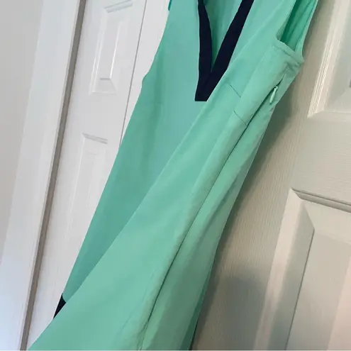 Sail To Sable Tunic Sheath Dress Sz Large Aqua Navy Blue Colorblock Cotton