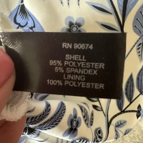 Boston Proper White Blue Floral Criss Cross Front Dress Women's Size Small