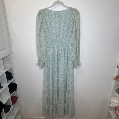 ACOA Maxi Light Blue Floral Puff Long Sleeve Dress NWT Size L