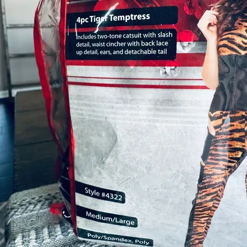Roma Costumes 4 Pc Tiger Temptress Halter Jumpsuit Halloween Costume Size L