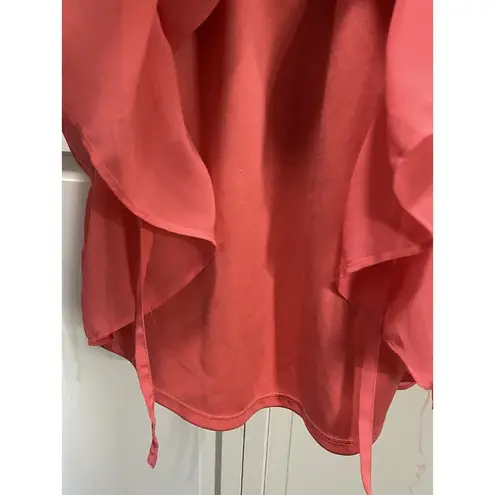 Motherhood Maternity Coral Chiffon Ruffle Lace Tassel Lined Medium Sleeveless