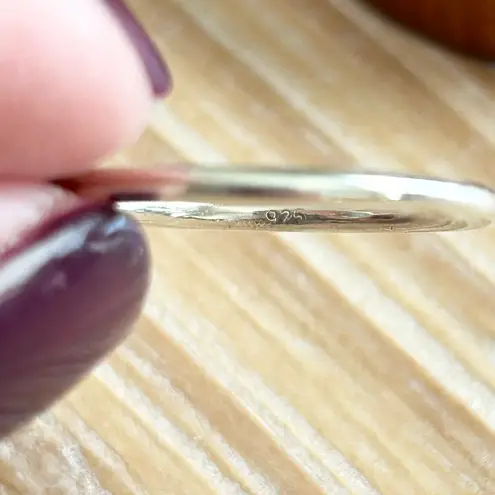 Sterling Silver 925 Oval Opal Ring Size 8.75 Stackable Minimalist Gemstone Band