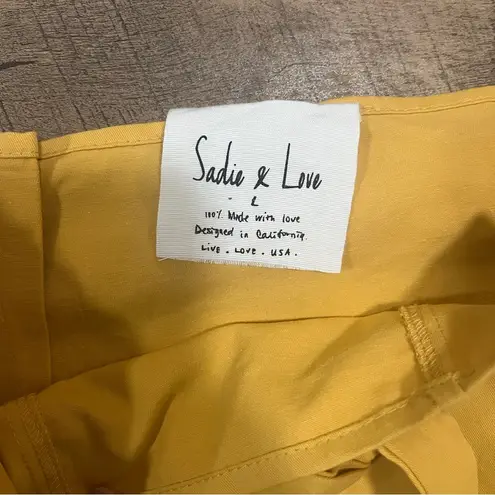 Sadie Love Mini Skirt Womens Size Large Yellow Gold Belt Tie Boho Preppy Simple