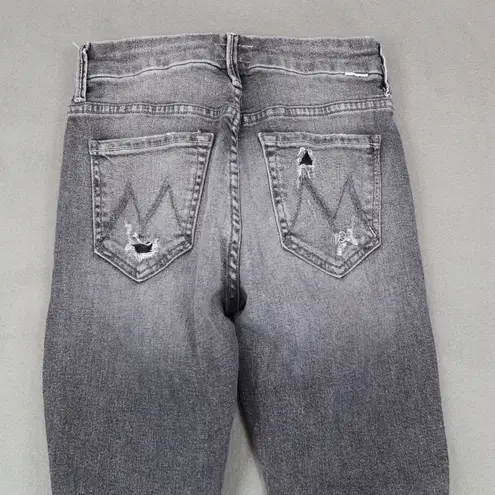 MOTHER High Waisted Looker‎ Ankle Chew Jeans 24x26 Gray Denim Distressed Size 24