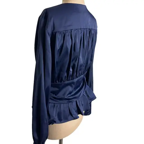 Jason Wu NWT Navy Satin Long Sleeve Corset Waist Blouse size Medium