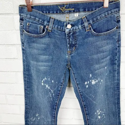 Bebe  Paint Splatter Jeans with Embellished Pockets Size 28