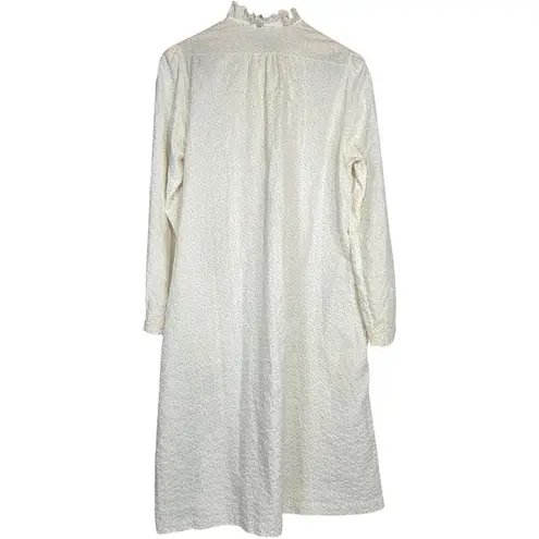 Vintage Miss Elaine 80s ILGWU Made In USA Floral Long Sleeve Button Up Nightgown Size M