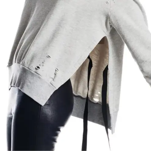 Pam & Gela Juicy Couture Distressed Tie Side V Neck Sweatshirt Oversized Small