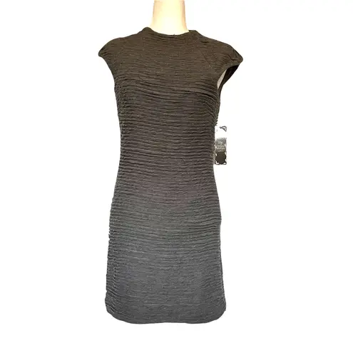 Suzi Chin Maggy Boutique Pleated Bodycon Sz 4 Cocktail Workwear Capsule Minimal Gray