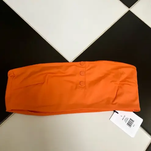 ONIA NWT Ines Strapless Bikini Top Persimmon Bright Orange Neon Tube Top Citrus