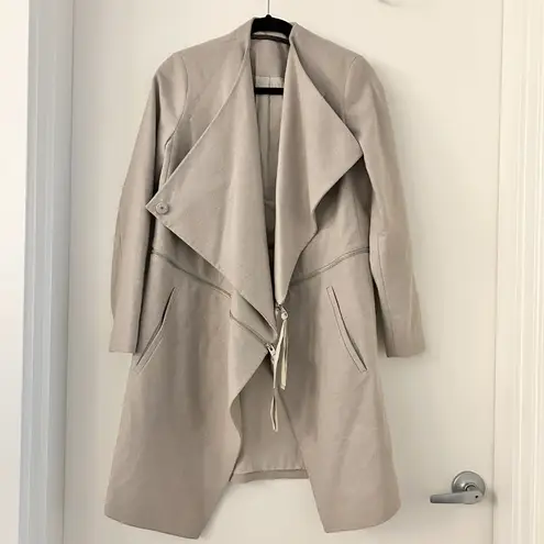 All Saints Wool Ora Zip Open Front Trench Coat in Gray Size 4