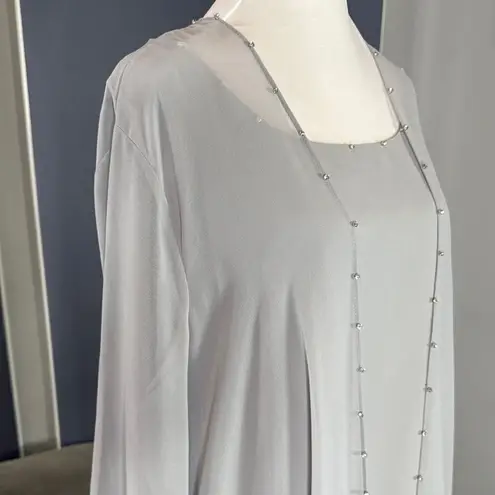 Women’s Gray 3 Piece Chiffon Formal Mother of the Bride Suit Set Size 14 NEW