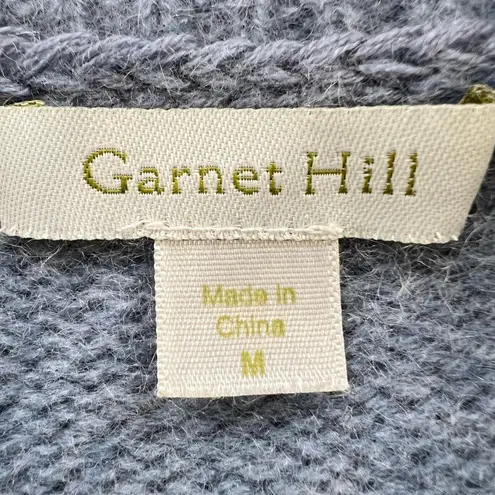 Garnet Hill Cashmere Knit Sweater Medium Turtleneck Button Accent Pastel Blue