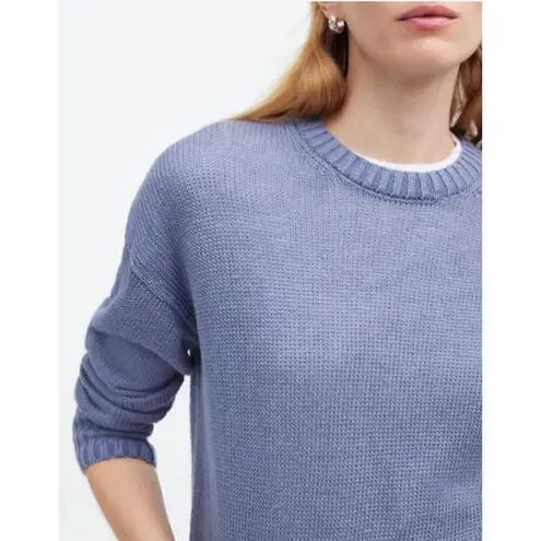 Madewell Linen Drop Shoulder Sweater in Blue Jay Size Medium NWT Coastal Drapey Blue